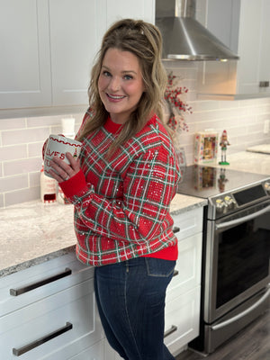 Sequin Plaid Sweater