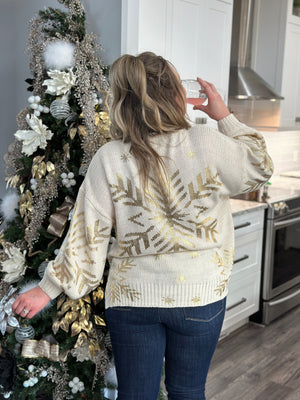 Snowflake Stunner Sweater - Ivory (Small - 3X)