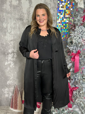 Black Satin Duster