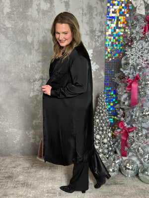 Black Satin Duster