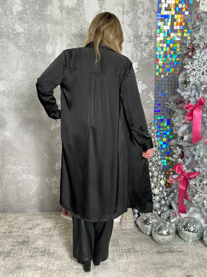 Black Satin Duster