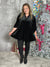 Black Velvet Tunic Top with Bling (Small - 2X)