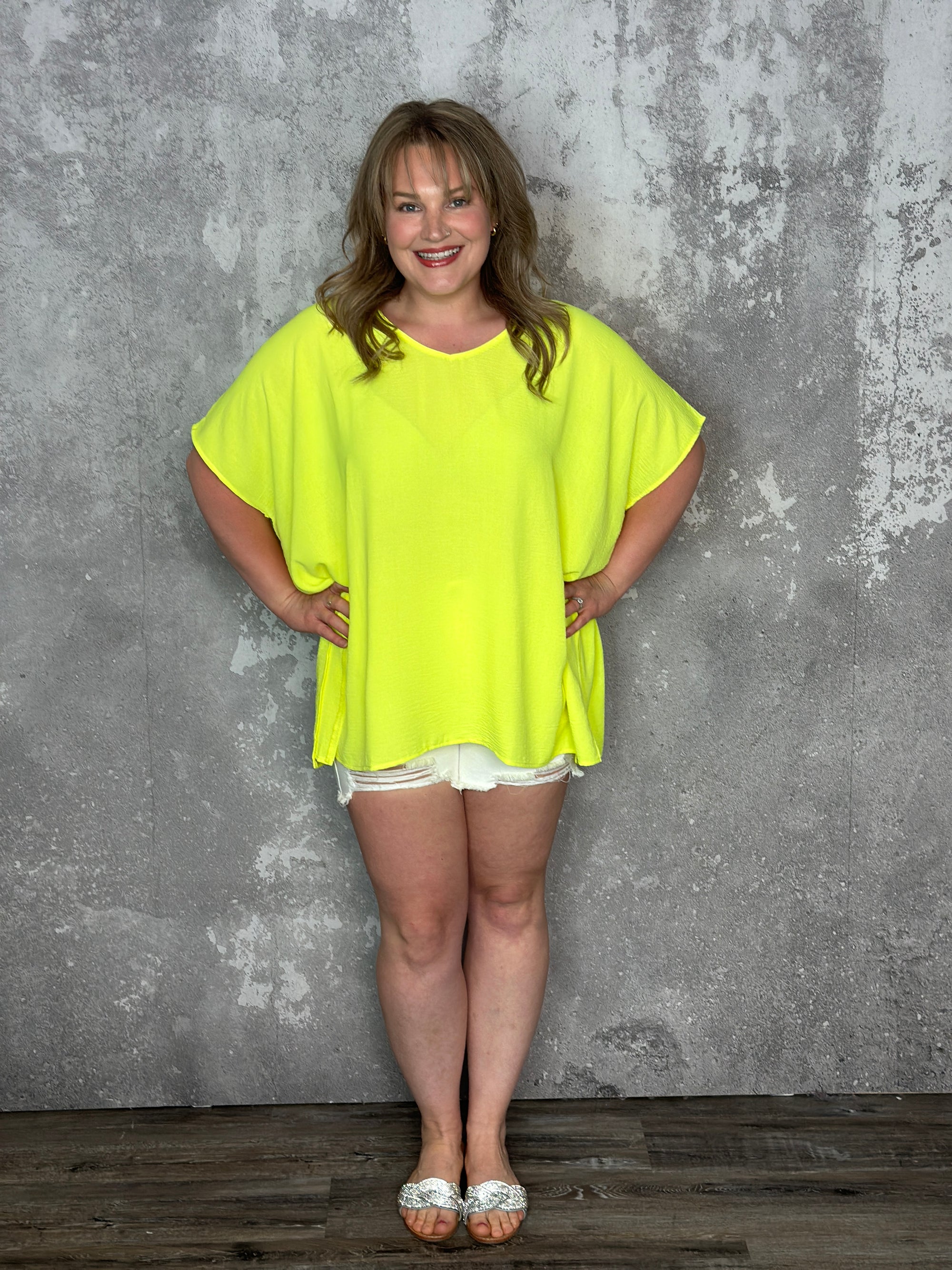 Oversized Airflow Tunic Top  -  Neon Yellow FINAL SALE