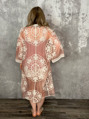 Blush/Cream Lace Kimono