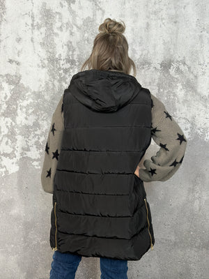 Long Puffer Vest - Black - BESTSELLER