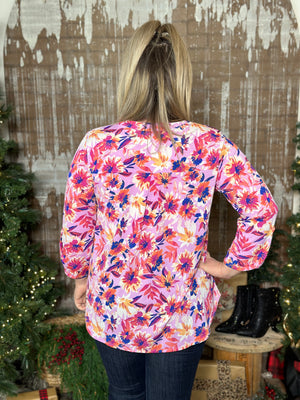 DOORCRASHER - The Wrinkle Free Lizzie Top - Light Pink Floral (Small - 3X) - FINAL SALE