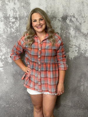 Babydoll Plaid Button Up - (Small - 3X) FINAL SALE