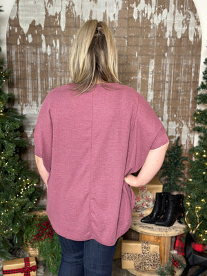 DOORCRASHER - Short Sleeve Waffle Top - Burgundy (Small - 3X) - FINAL SALE