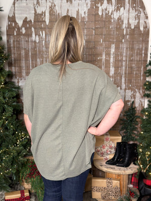 DOORCRASHER - Short Sleeve Waffle Top - Olive (Small - 3X) - FINAL SALE