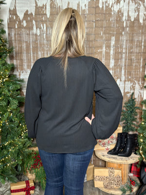 DOORCRASHER - Roundneck Crinkle Blouse - Black - FINAL SALE