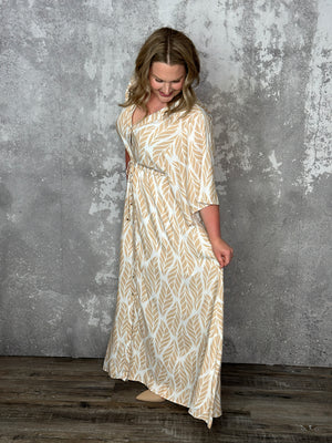 Neutral Leaf Maxi Dress