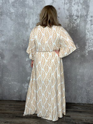 Neutral Leaf Maxi Dress