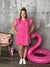 Pink Mineral Wash Mini Ruffle Button Dress- FINAL SALE