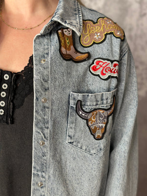 Cowboy Patch Denim Jacket (Medium Left) FINAL SALE