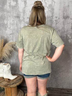 Mineral Wash Yeehaw graphic Tee - Taupe