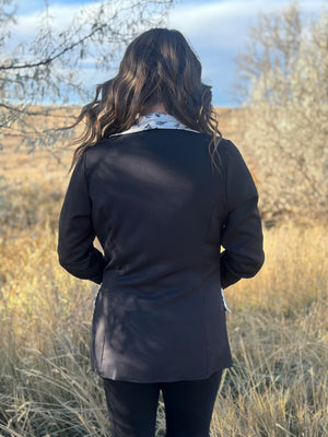 Black Blazer with Western Print Detail