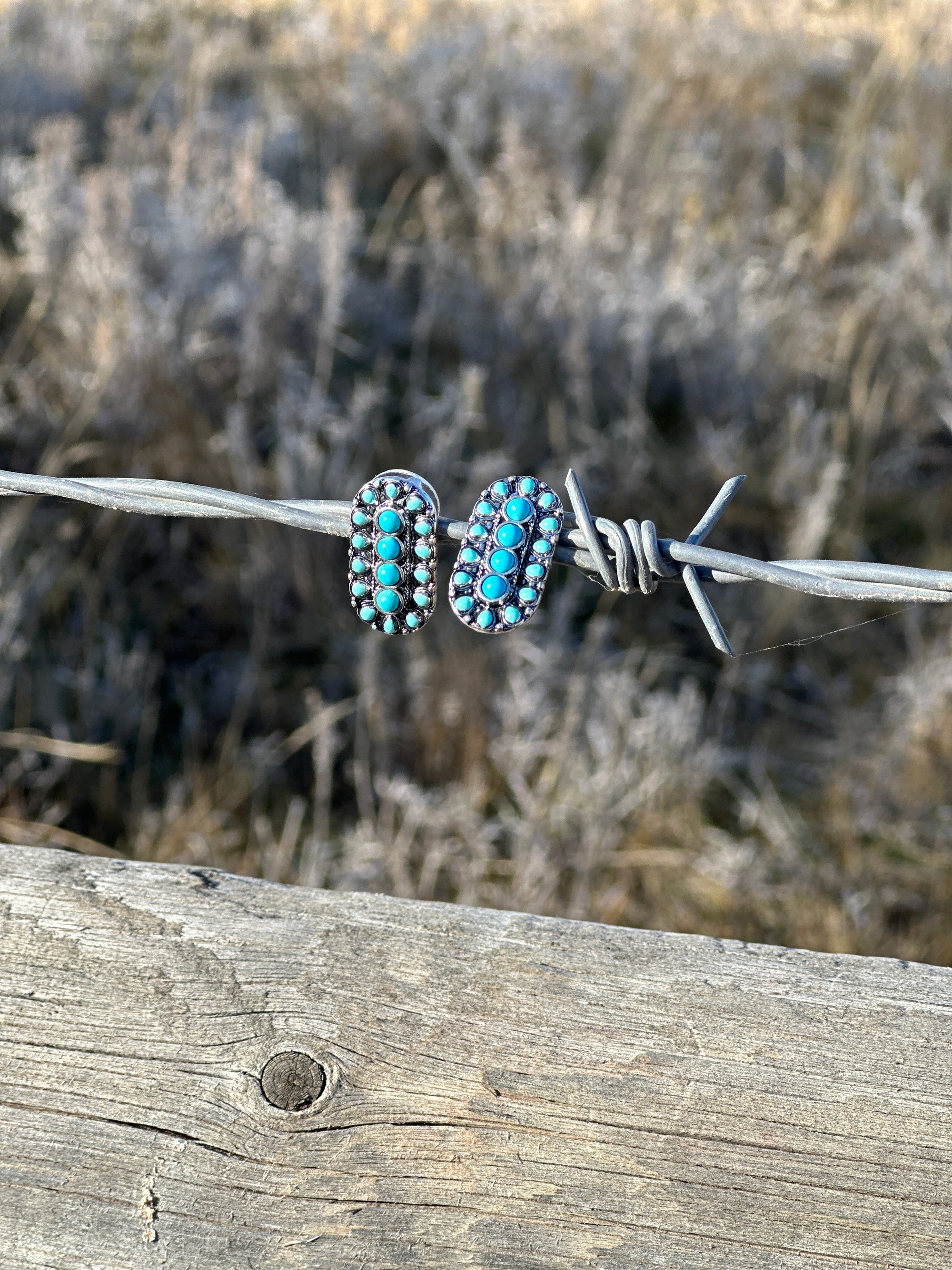 Faux Turquoise Stud Oval Earring