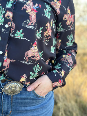 Prairie Rose Cowgirl Western Top with Pearl Snap Buttons