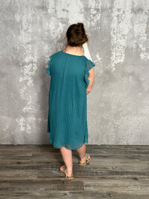 Pleated Teal Dress - FINAL SALE