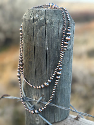 Long Copper Beaded Necklace