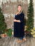 Pleated Velvet Duster/Dress - Navy