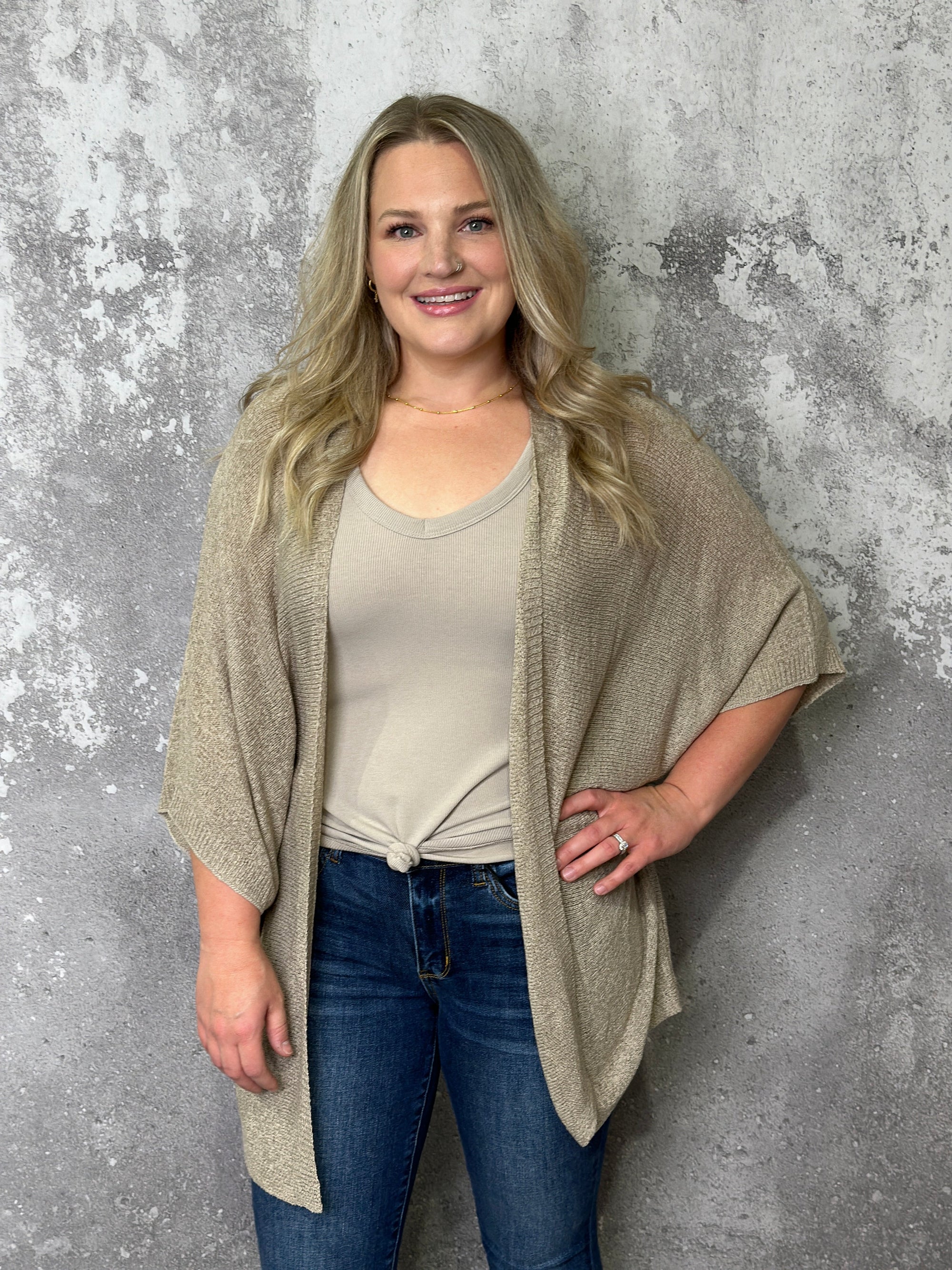 Short Sleeve Stunner Cardigan - Tan - FINAL SALE