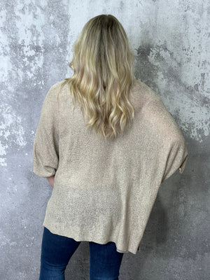 Short Sleeve Stunner Cardigan - Tan - FINAL SALE