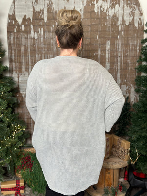 DOORCRASHER - Waffle Cardigan - Grey - Final Sale