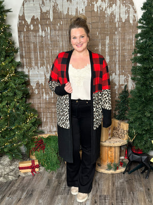 DOORCRASHER - Buffalo Plaid and Leopard Colorblock Cardigan Bundle Gift Set (Small - 3X) - FINAL SALE