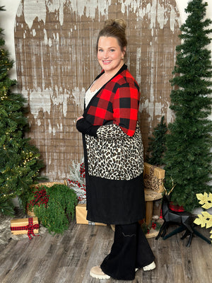 DOORCRASHER - Buffalo Plaid and Leopard Colorblock Cardigan Bundle Gift Set (Small - 3X) - FINAL SALE