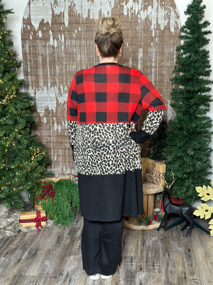 DOORCRASHER - Buffalo Plaid and Leopard Colorblock Cardigan Bundle Gift Set (Small - 3X) - FINAL SALE