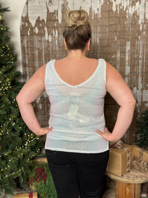 DOORCRASHER - Sequin Tank - White - FINAL SALE