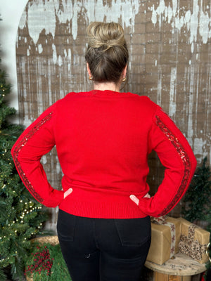 DOORCRASHER - Sequin Stripe Sleeve Rudolph Sweater (Small - 3X) - FINAL SALE