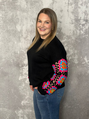 Black Granny Square Sweater - (Small - 3X)