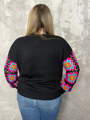 Black Granny Square Sweater - (Small - 3X)