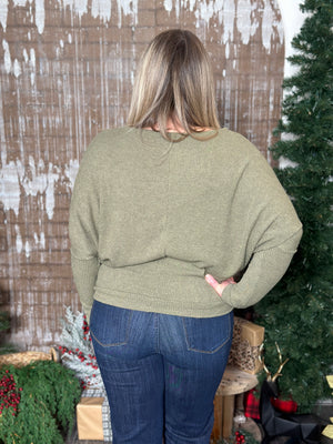 Ribbed Dolman Long Sleeve - Olive