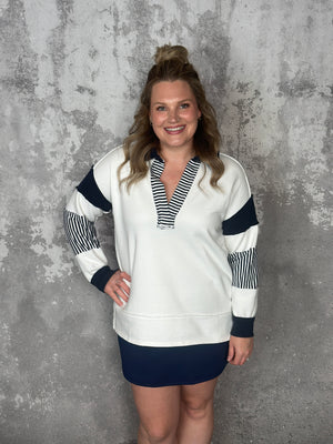 Nautical Collared Sweatshirt