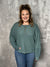 Teal Long Sleeve Waffle Top with Buttons