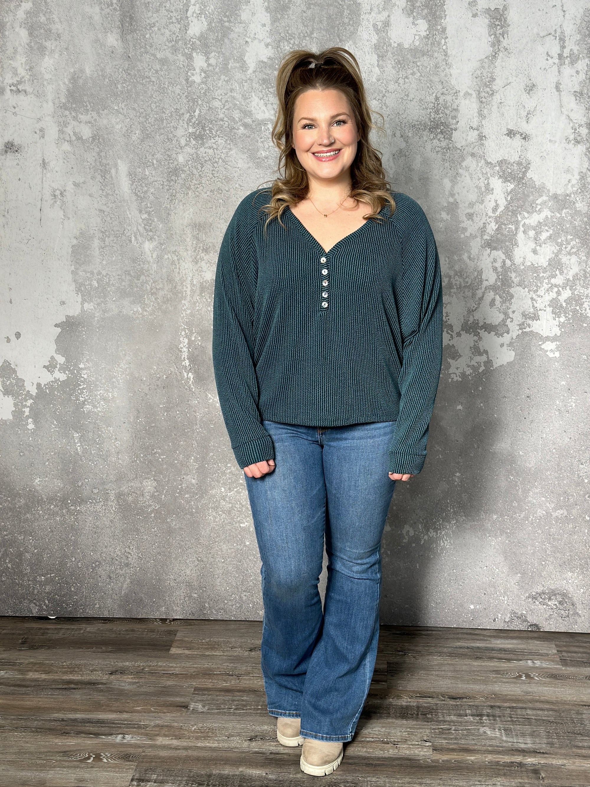 Soft Ribbed Long Sleeve with Buttons