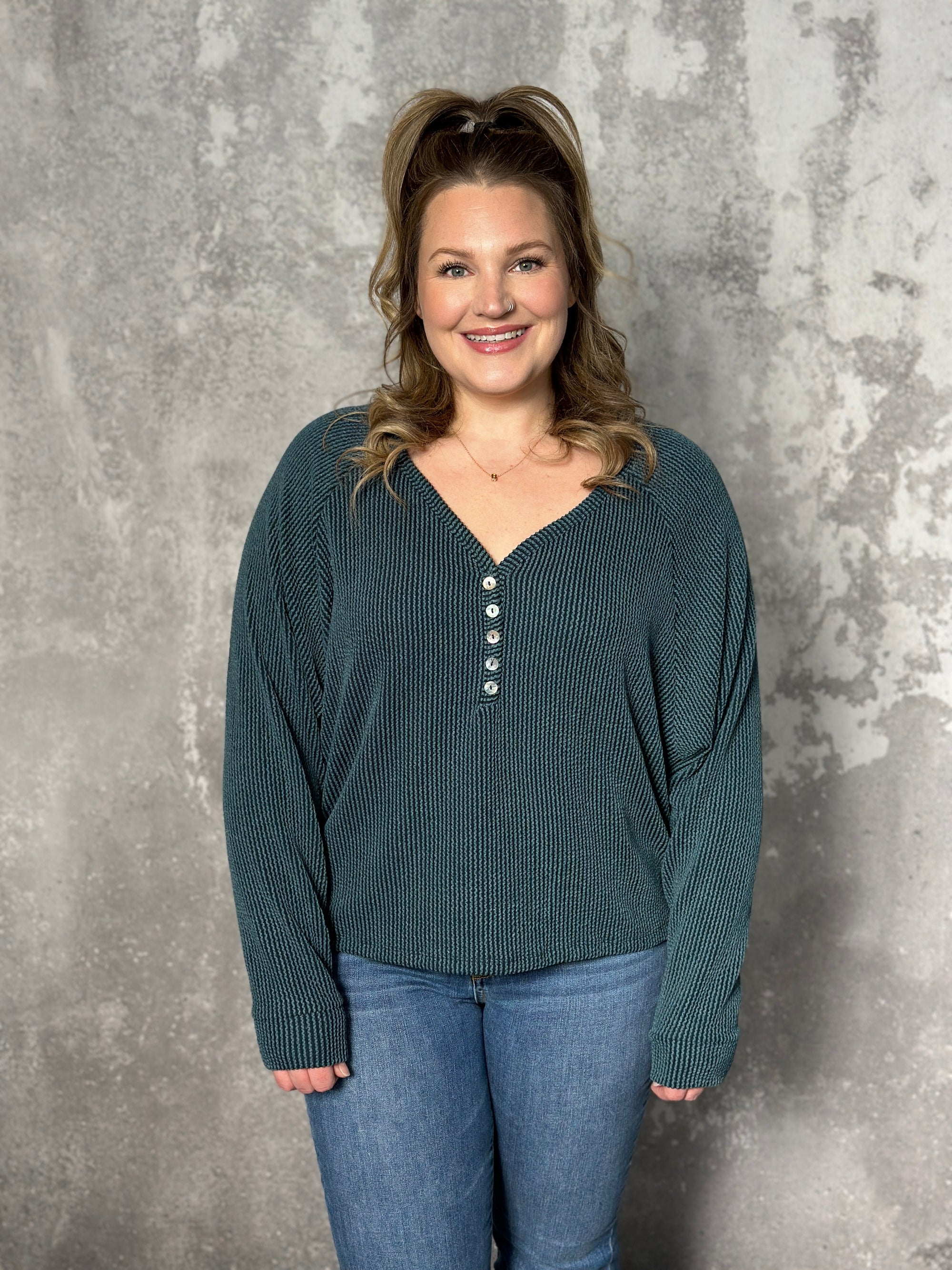 Soft Ribbed Long Sleeve with Buttons