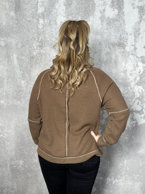 Waffle Hem Long Sleeve - Brown (Small - 3X)