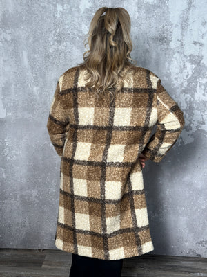 Long Mocha Plaid Shacket