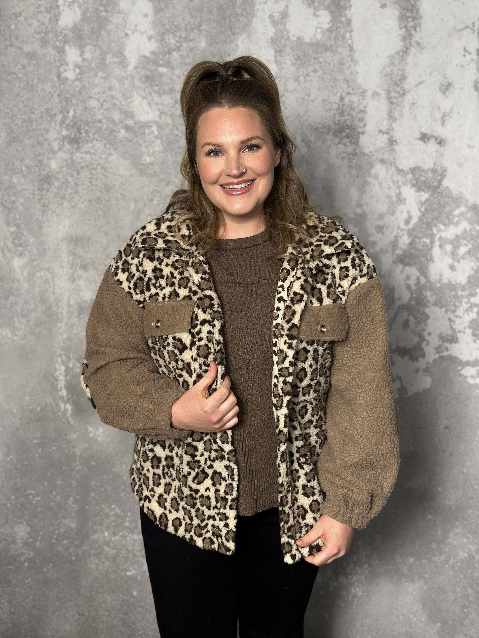 Leopard Sherpa Bomber Jacket