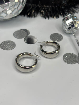 Silver Chunky Hoop Earring