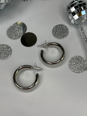 Silver Chunky Hoop Earring