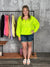 Lightweight Waffle Bomber Sweatshirt with Hood - Neon Green