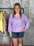 Lightweight Waffle Bomber Sweatshirt with Hood - Lavender