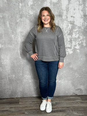 Waffle Roundneck Long Sleeve - Grey