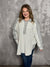 White/Grey Oversized Textured Collared Tunic Top