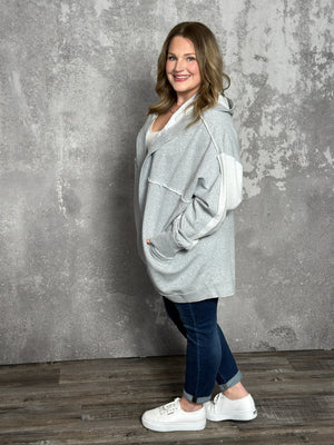 Grey Hooded Cardigan (Small - 3X)